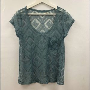 Graphite Sheer lace diamond lace top